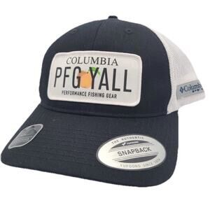 Columbia PFG Fishing Snapback Black White Mesh Back Peach Logo Water Cap NWT